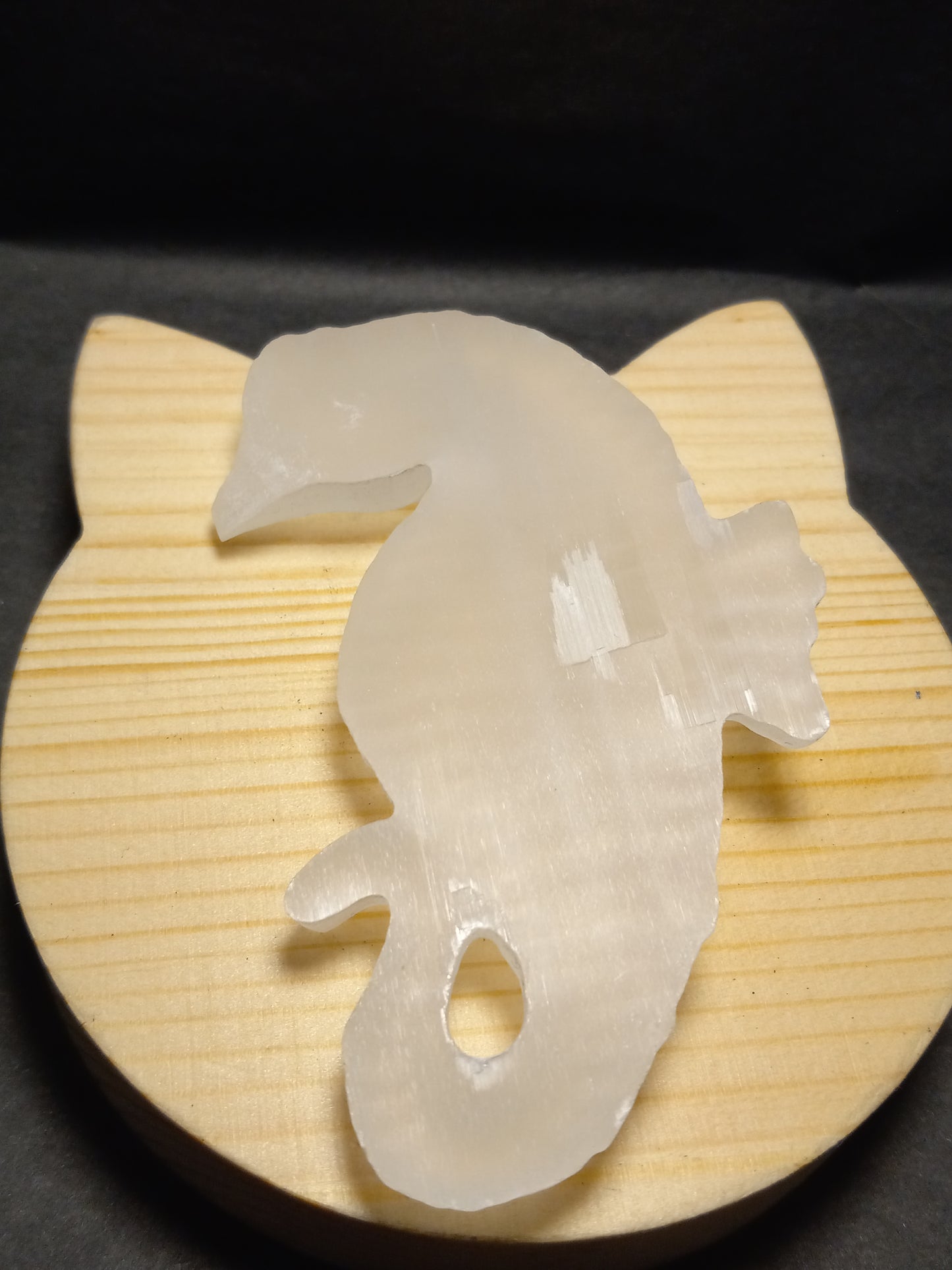 Selenite Sea Horse Carving