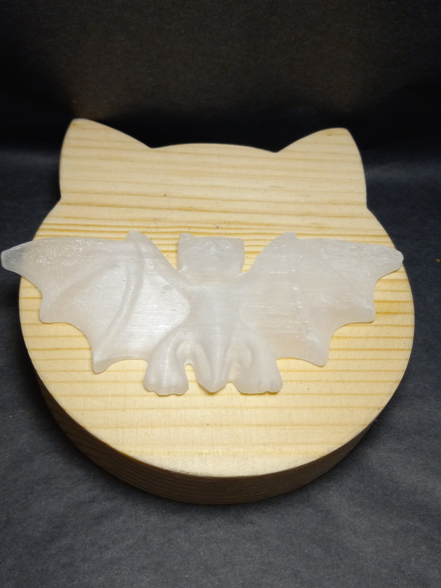 Selenite Bat Carving