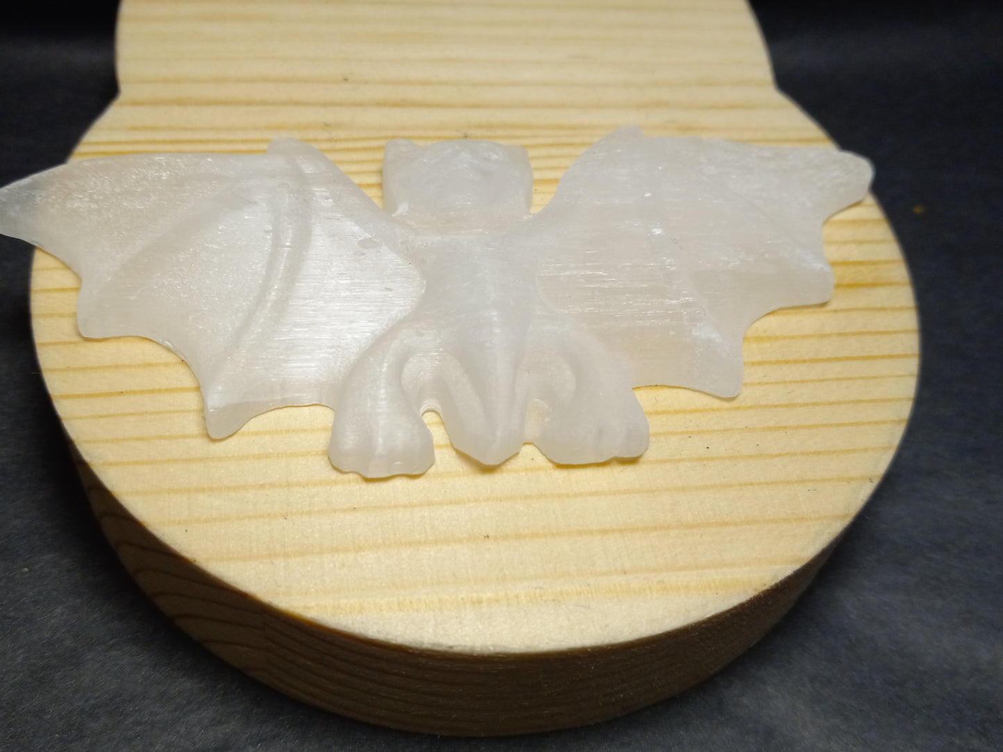 Selenite Bat Carving