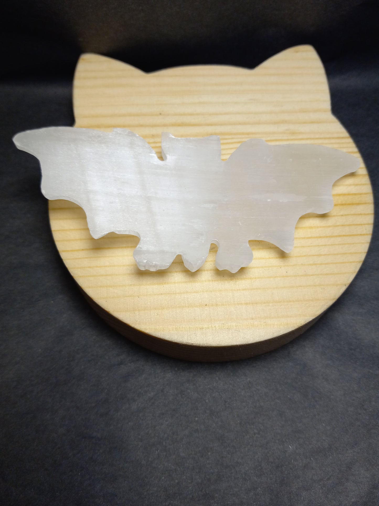 Selenite Bat Carving