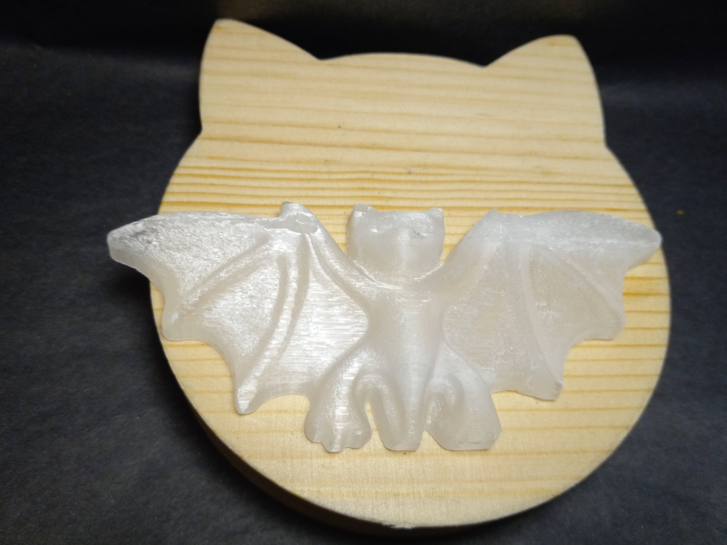 Selenite Bat Carving