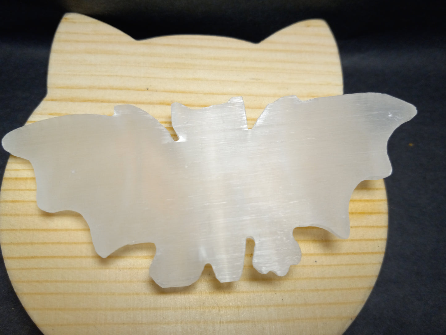 Selenite Bat Carving