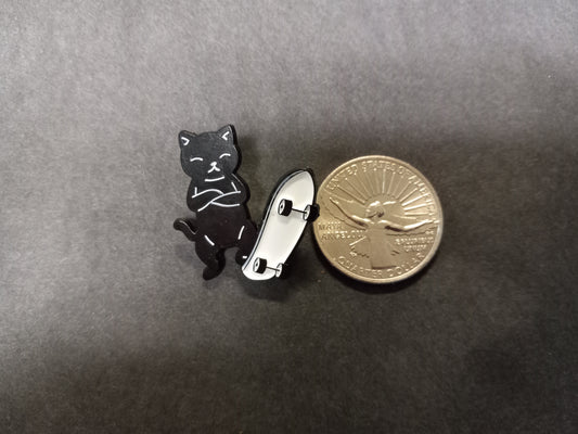 Skateboard Kitty Metal Enamel Pin