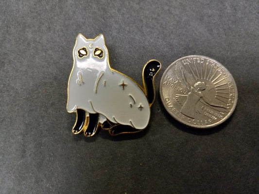 Ghost Kitty Enamel Metal Pin