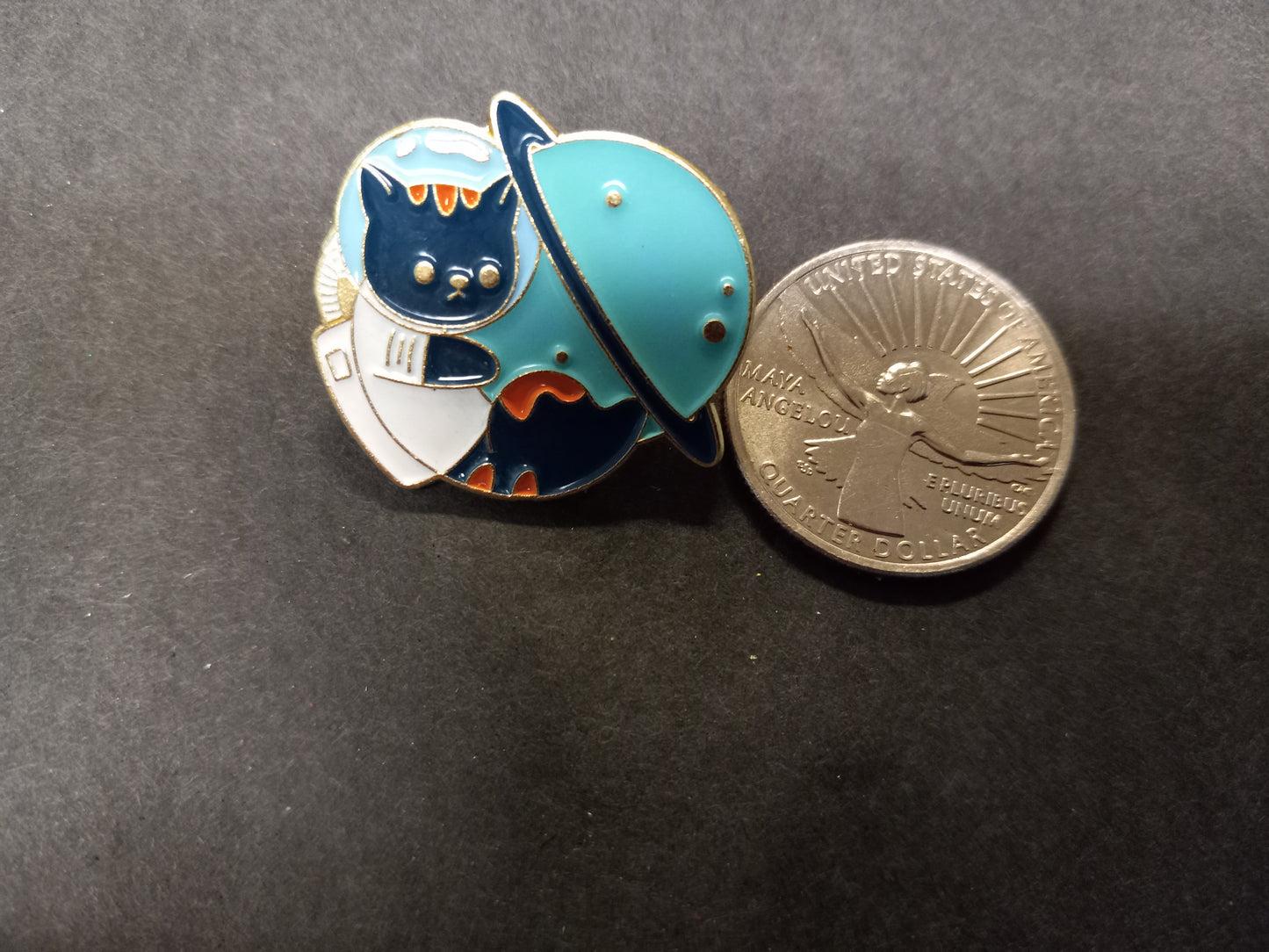 Astronaut Kitty with Planet Metal Enamel Pin