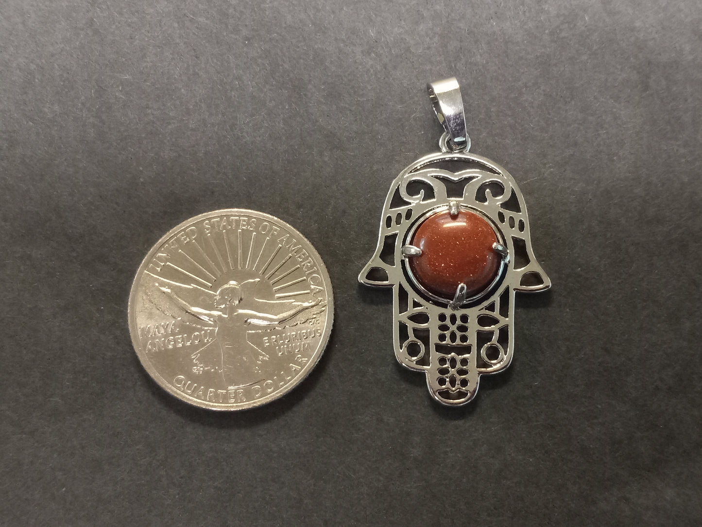 Goldstone Hamsa Hand Pendant