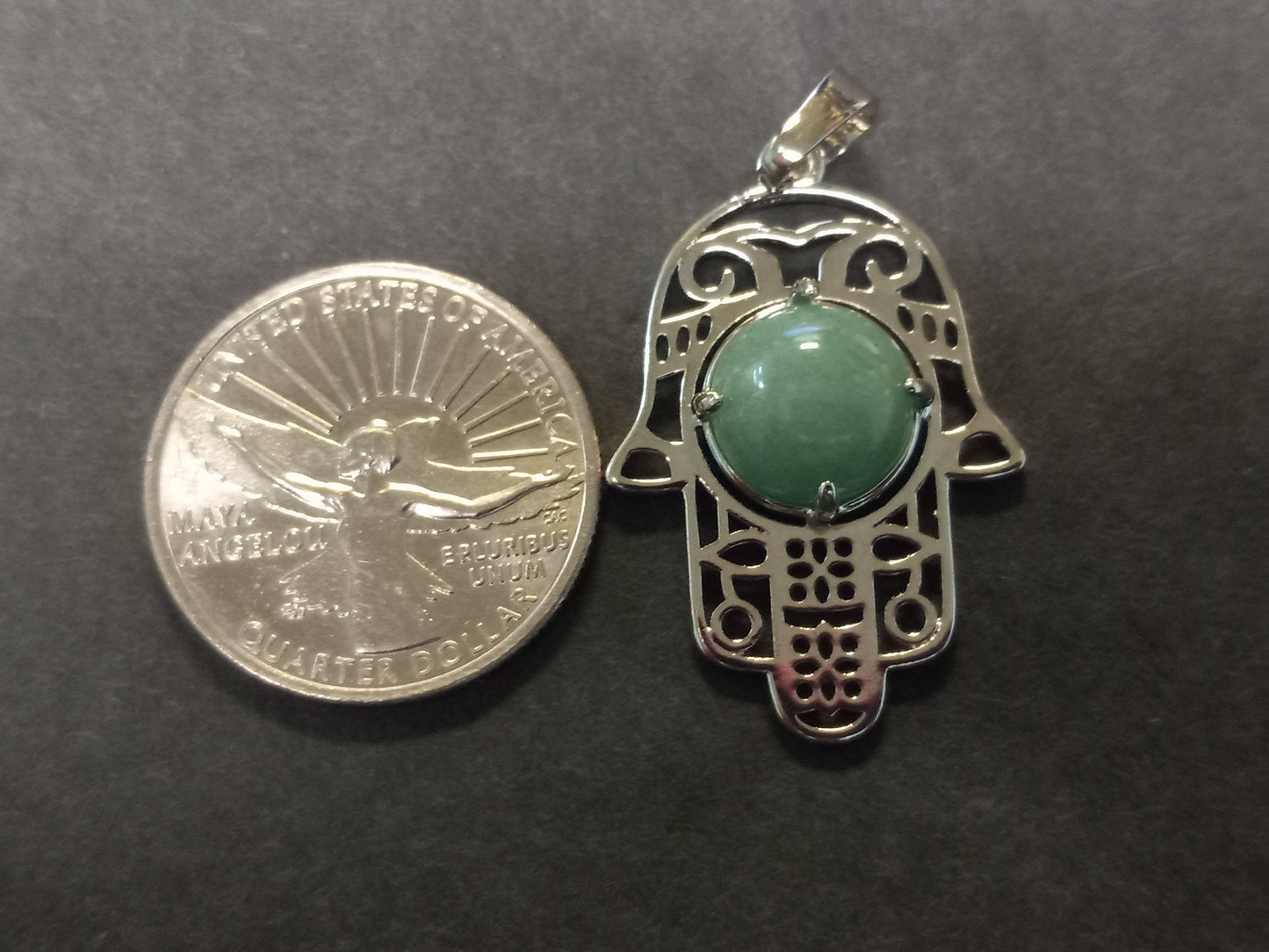 Green Aventurine Hamsa Hand Pendant