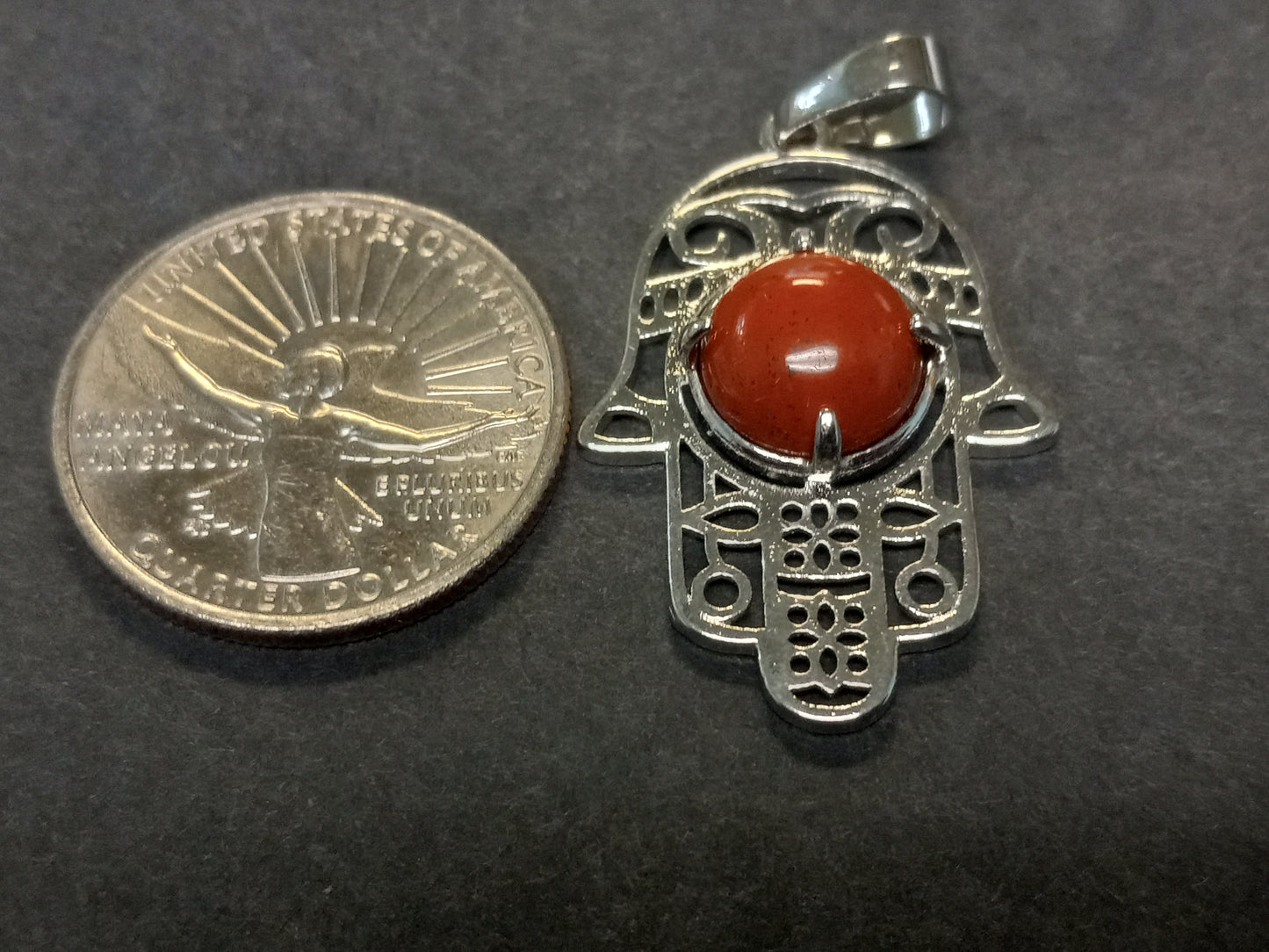 Red Jasper Hamsa Hand Pendant