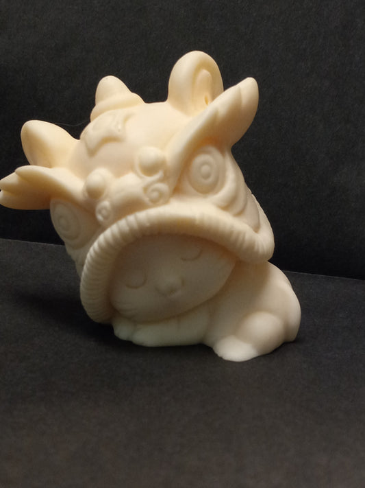 Tagua Nut Kitty with Dragon Head Carving