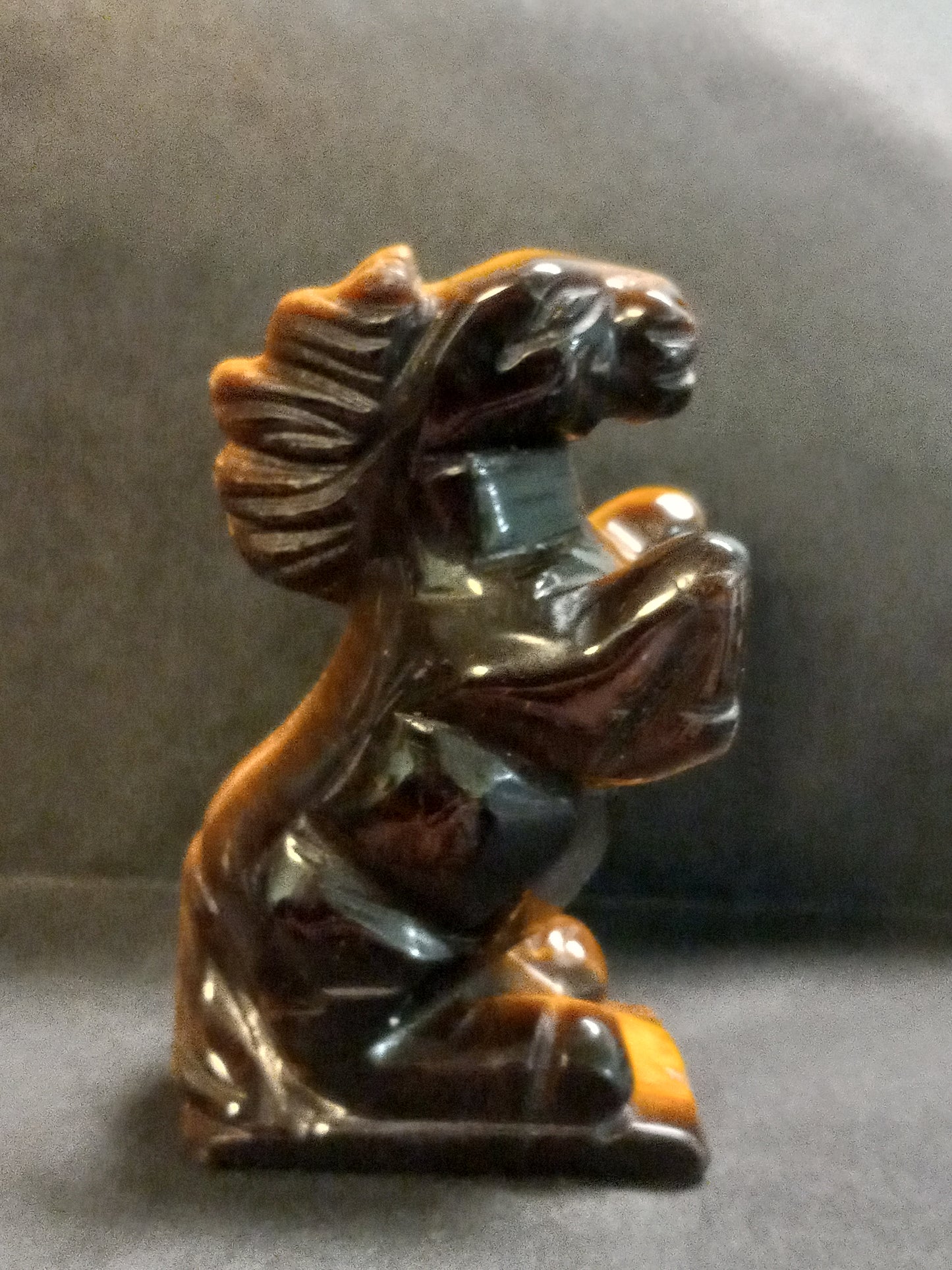 Tiger Eye Horse Carving