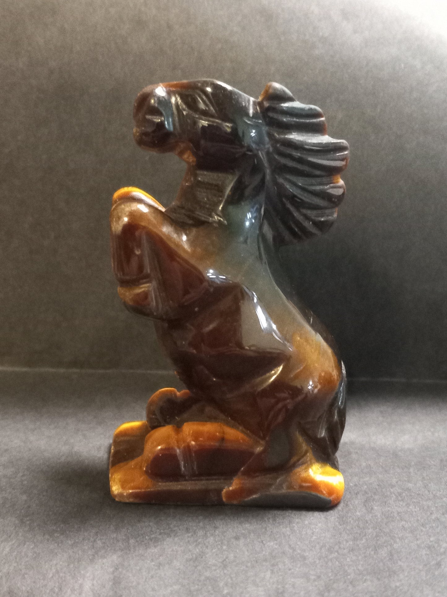 Tiger Eye Horse Carving