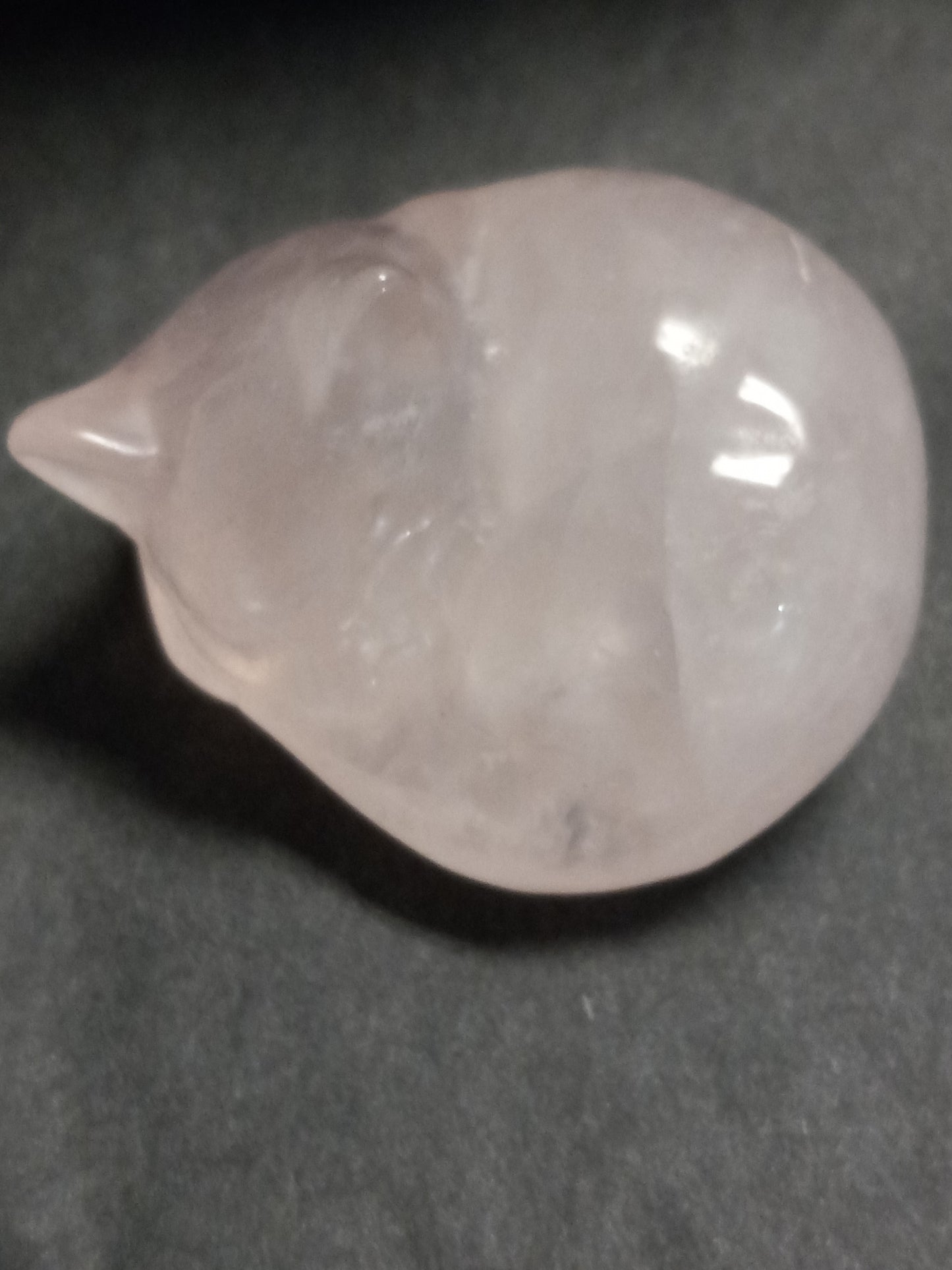 Rose Quartz Sleepy Kitty Carving