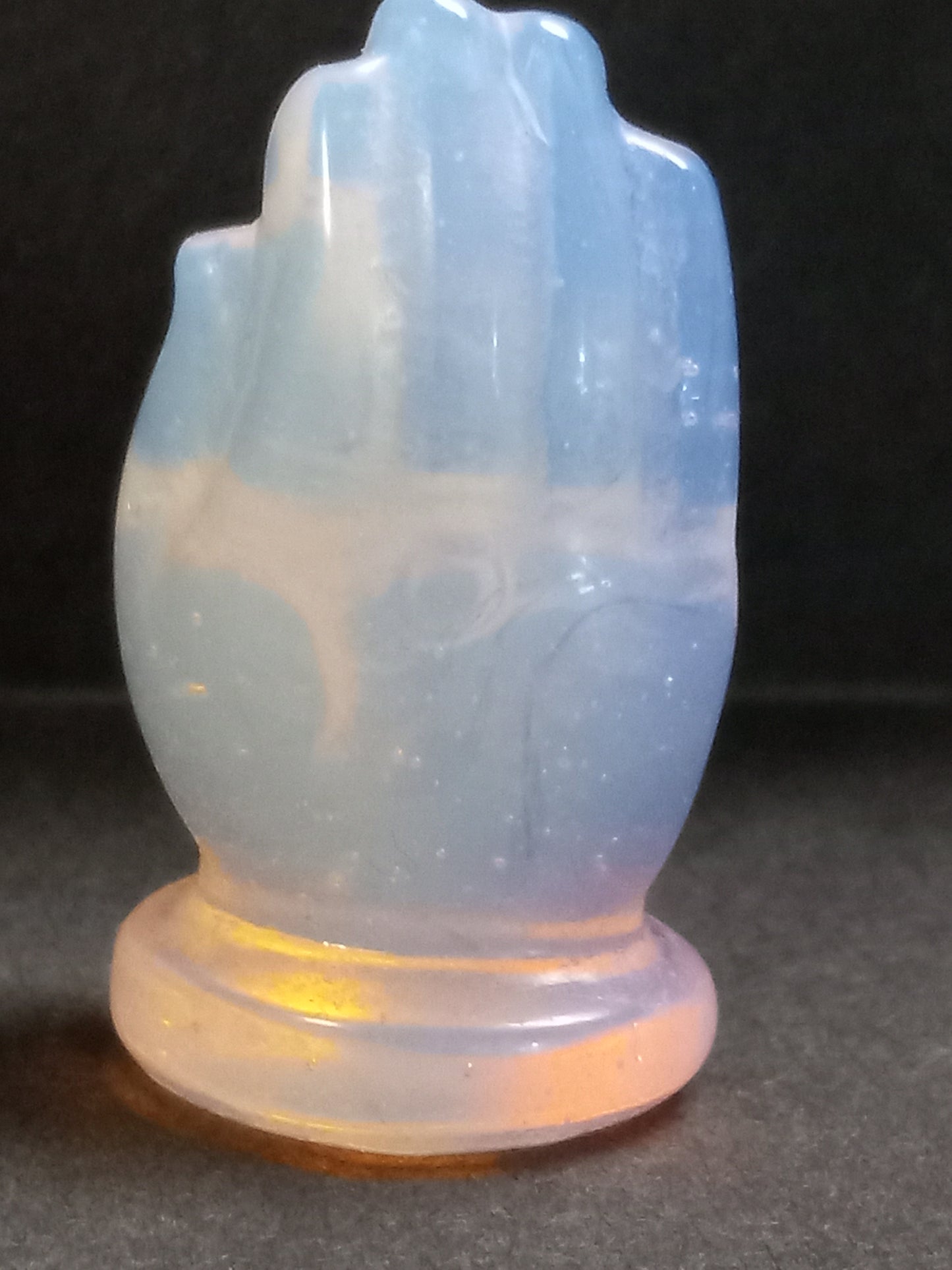 Pink Opalite Hamsa Hand with All Seeing Eye Carving