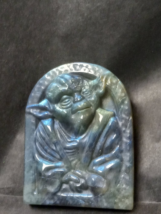 Labradorite Yoda Carving