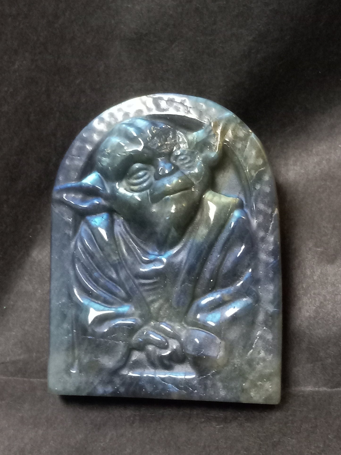 Labradorite Yoda Carving