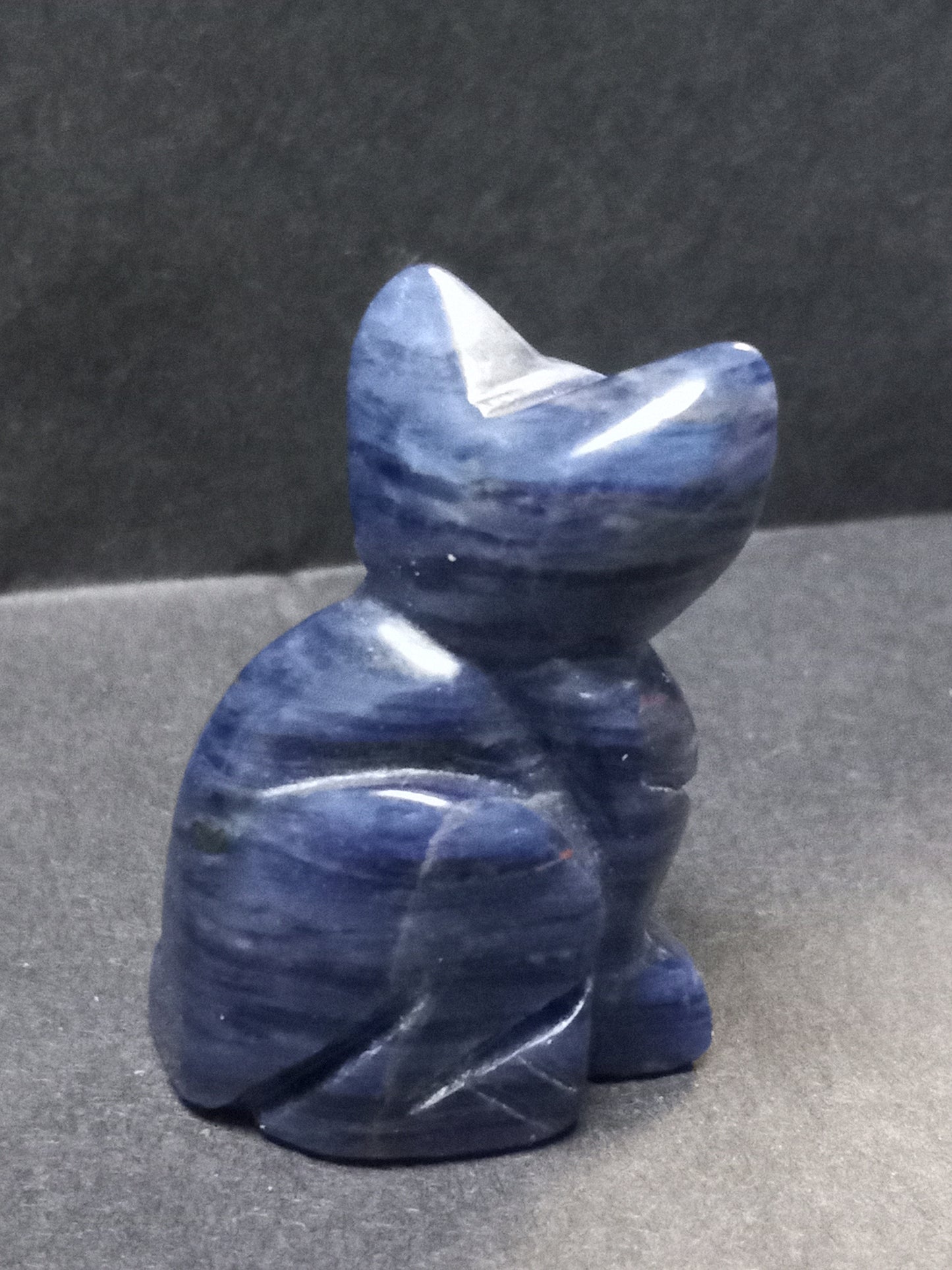 Sodalite Kitty Carving