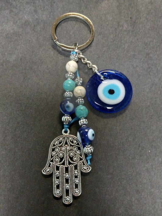 Evil Eye Hamsa Hand Keychain