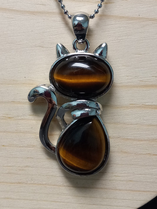 Tiger Eye Cat Necklace