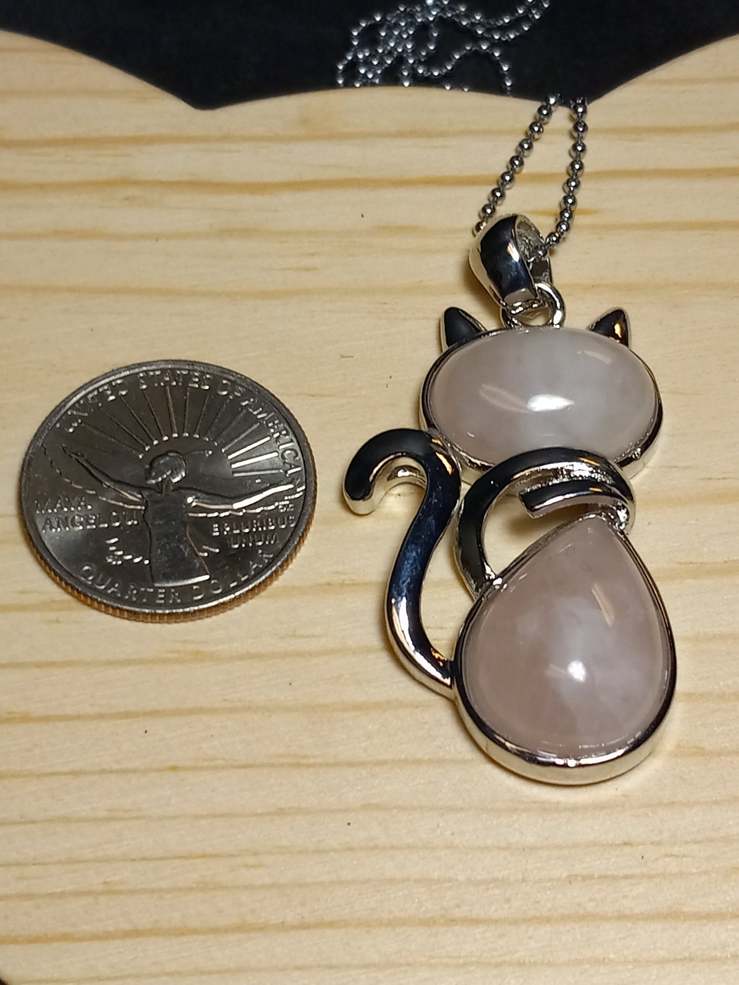 Rose Quartz Kitty Necklace