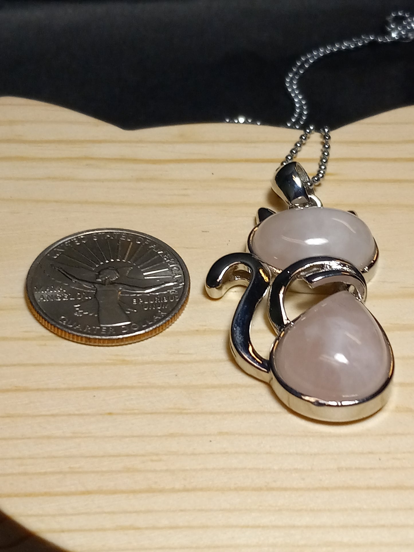 Rose Quartz Kitty Necklace