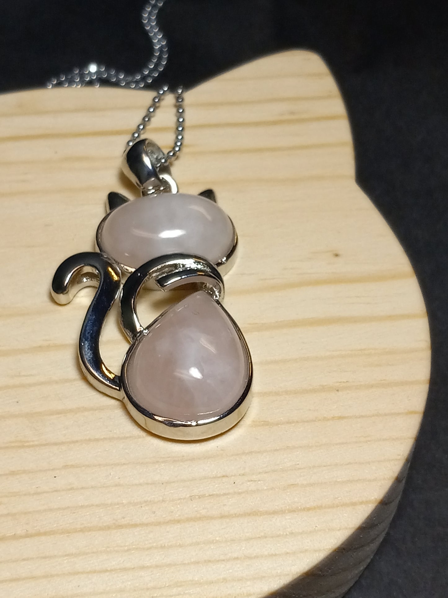 Rose Quartz Kitty Necklace