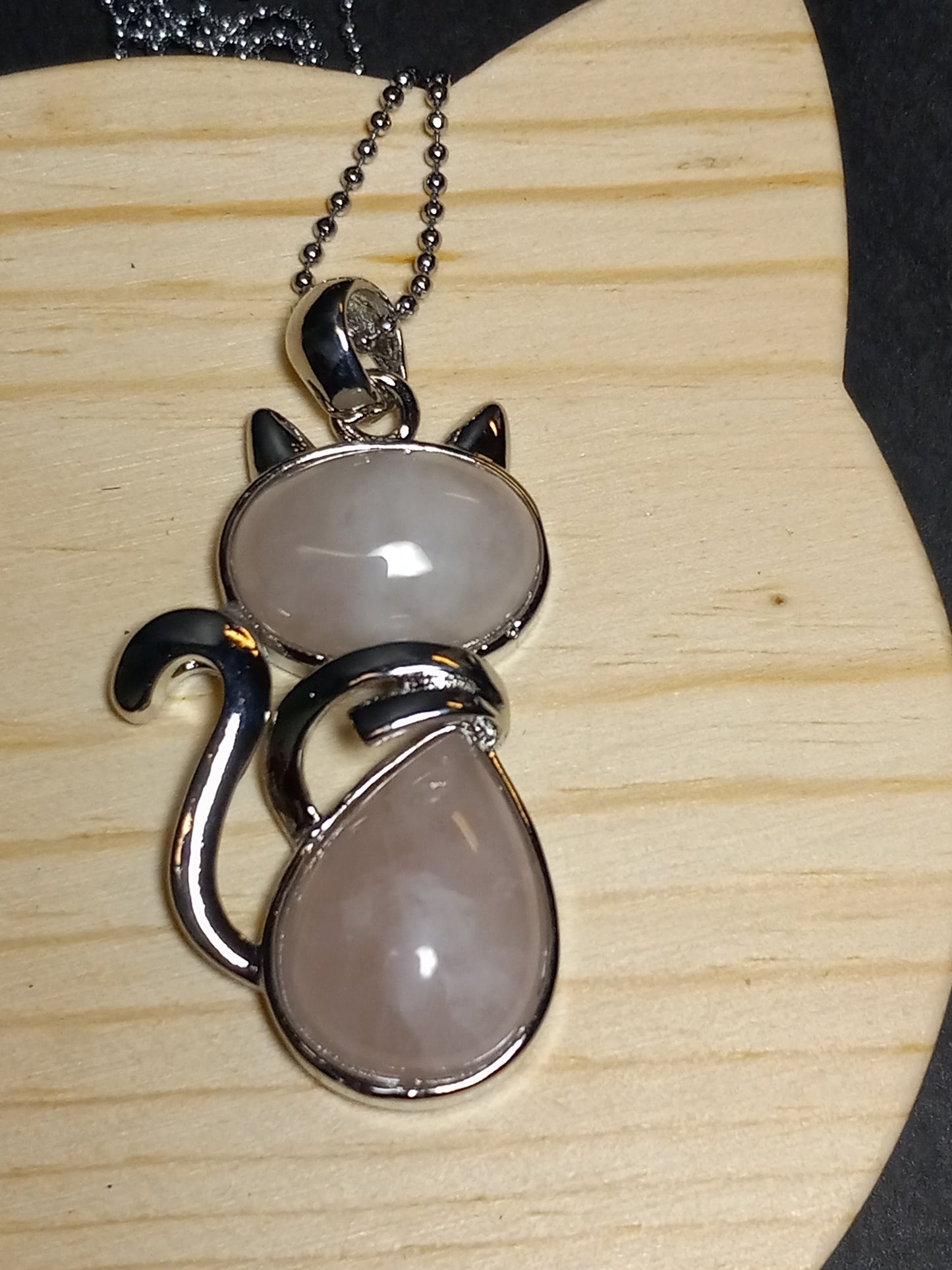 Rose Quartz Kitty Necklace