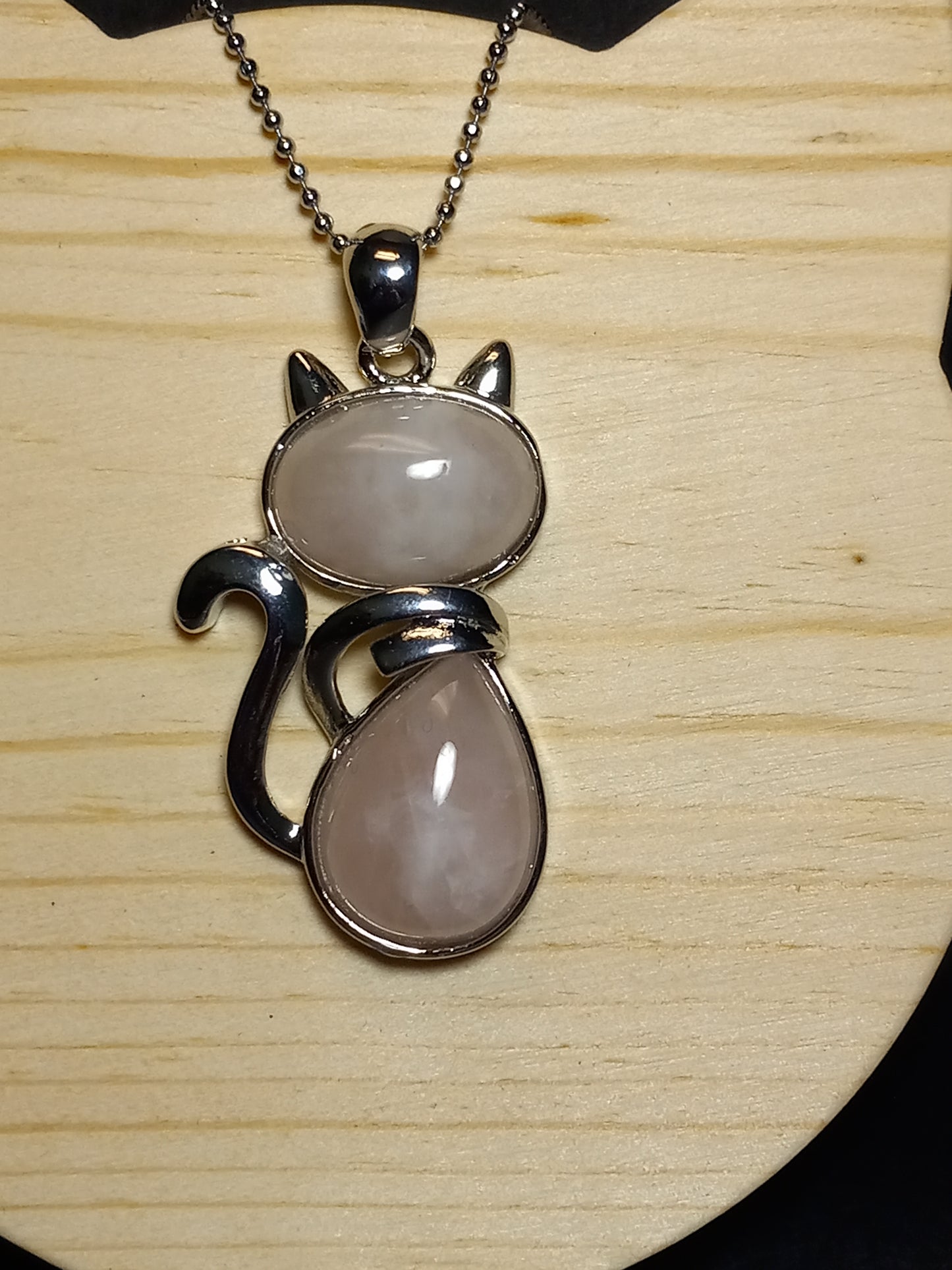 Rose Quartz Kitty Necklace