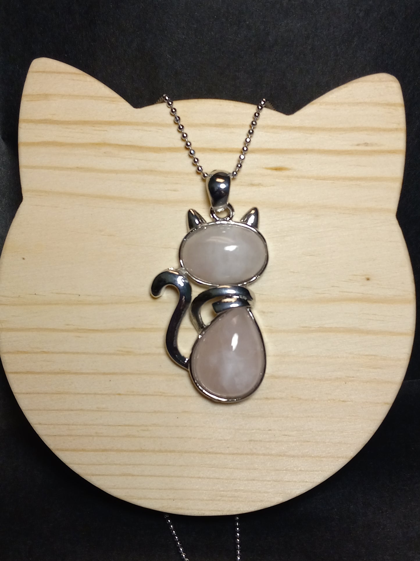 Rose Quartz Kitty Necklace