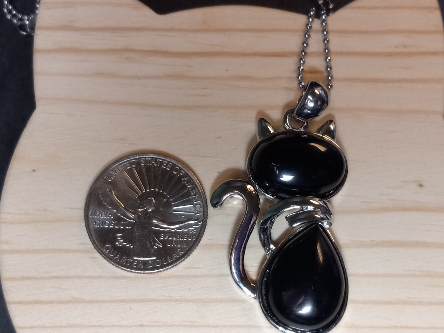 Obsidian Kitty Necklace