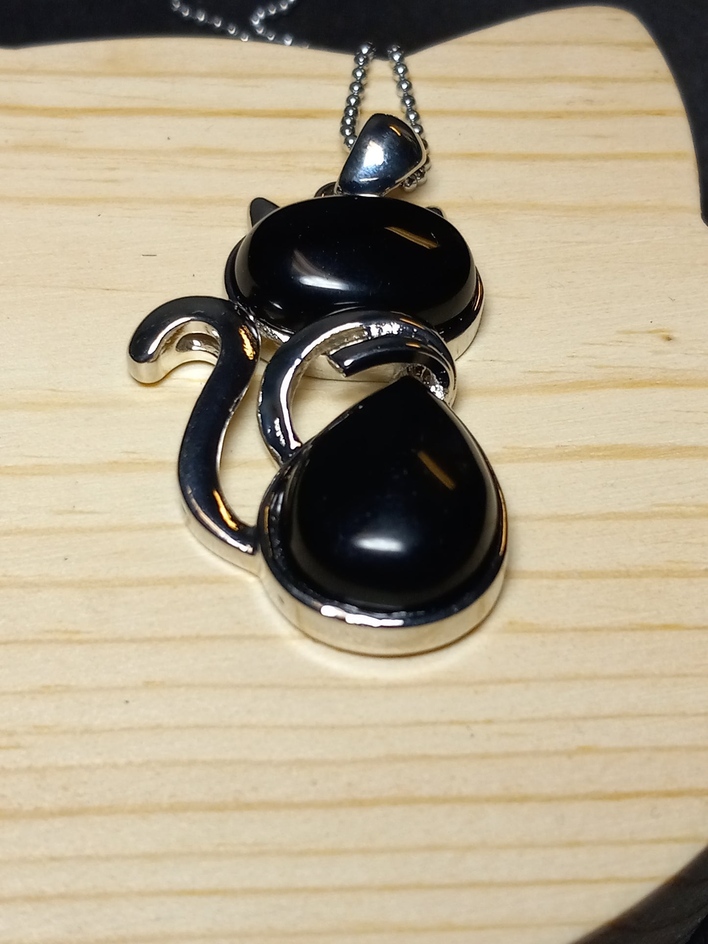 Obsidian Kitty Necklace