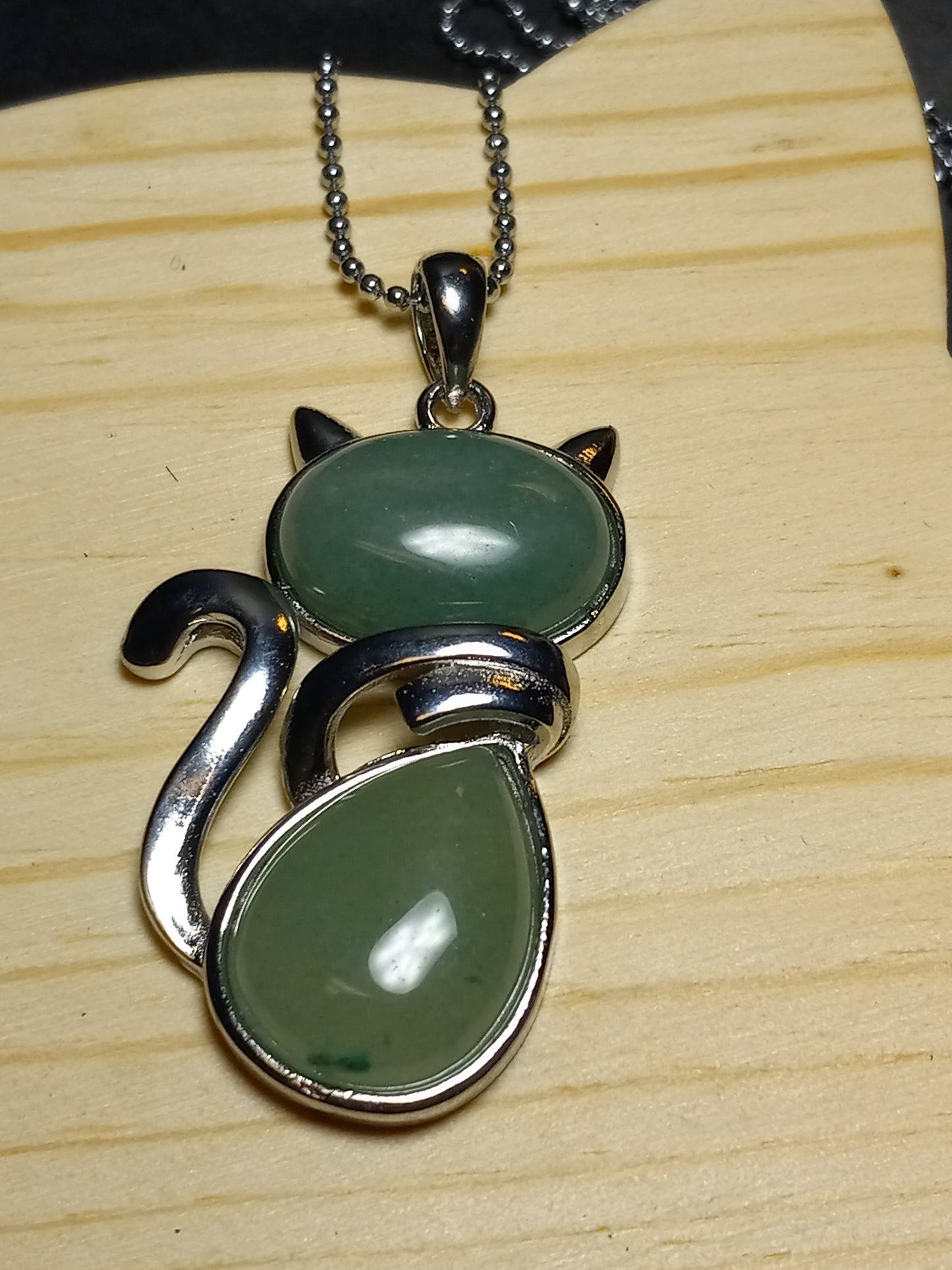 Green Aventurine Kitty Necklace