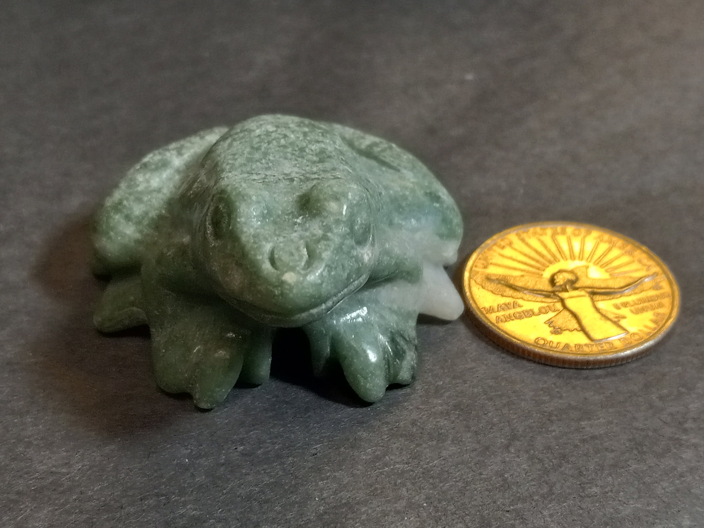 Moss Agate Frog Carving