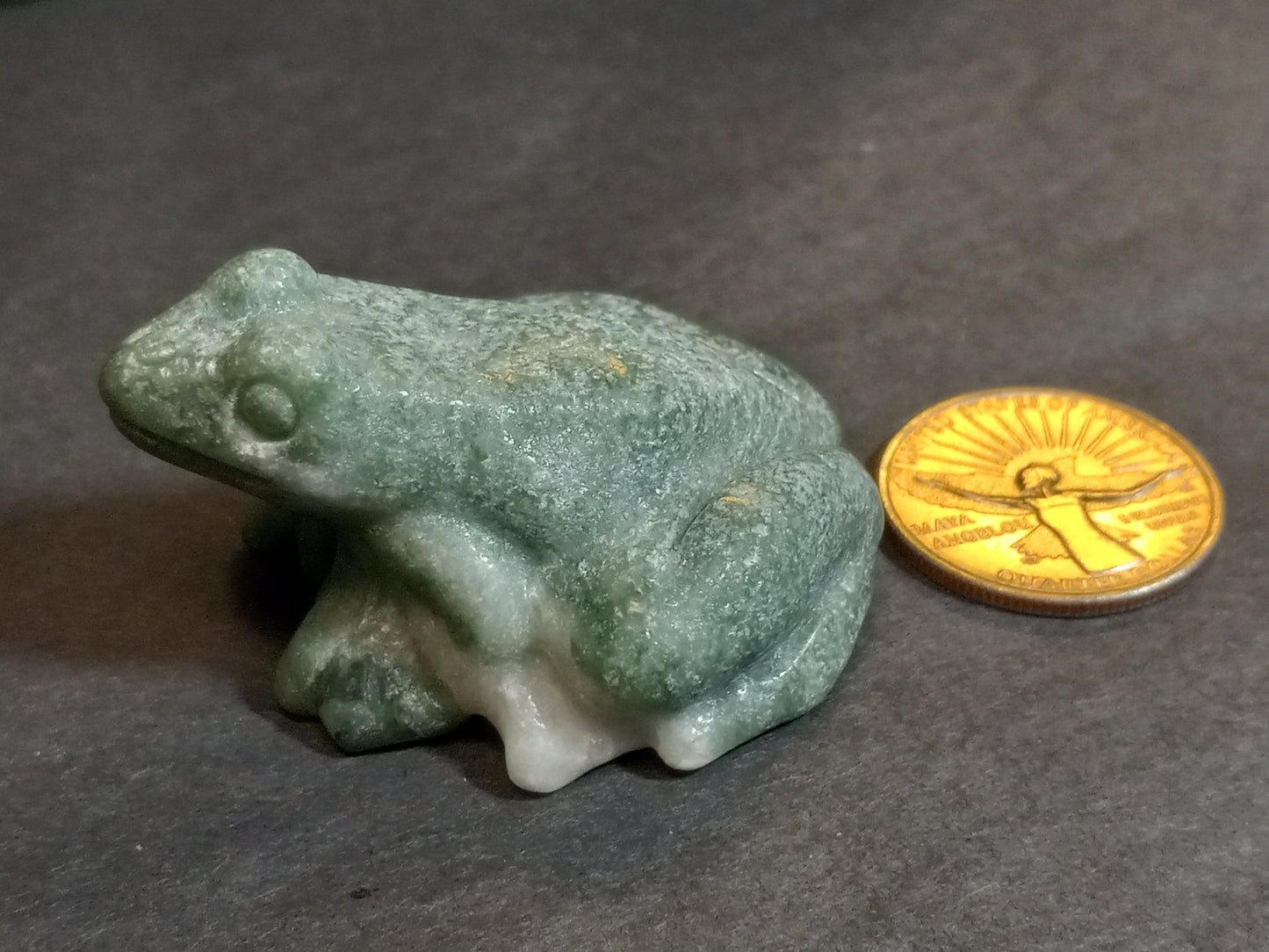 Moss Agate Frog Carving