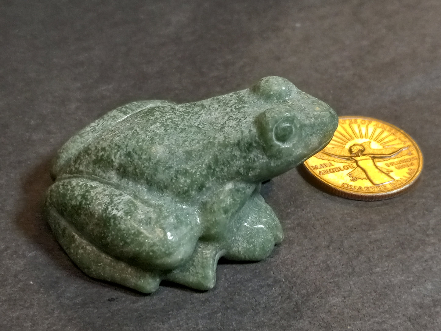 Moss Agate Frog Carving