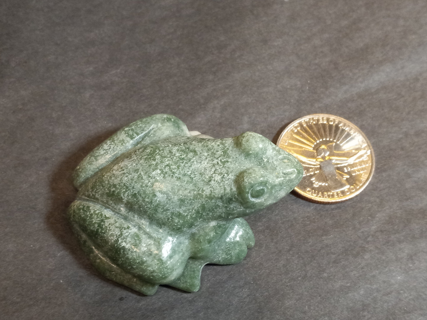 Moss Agate Frog Carving