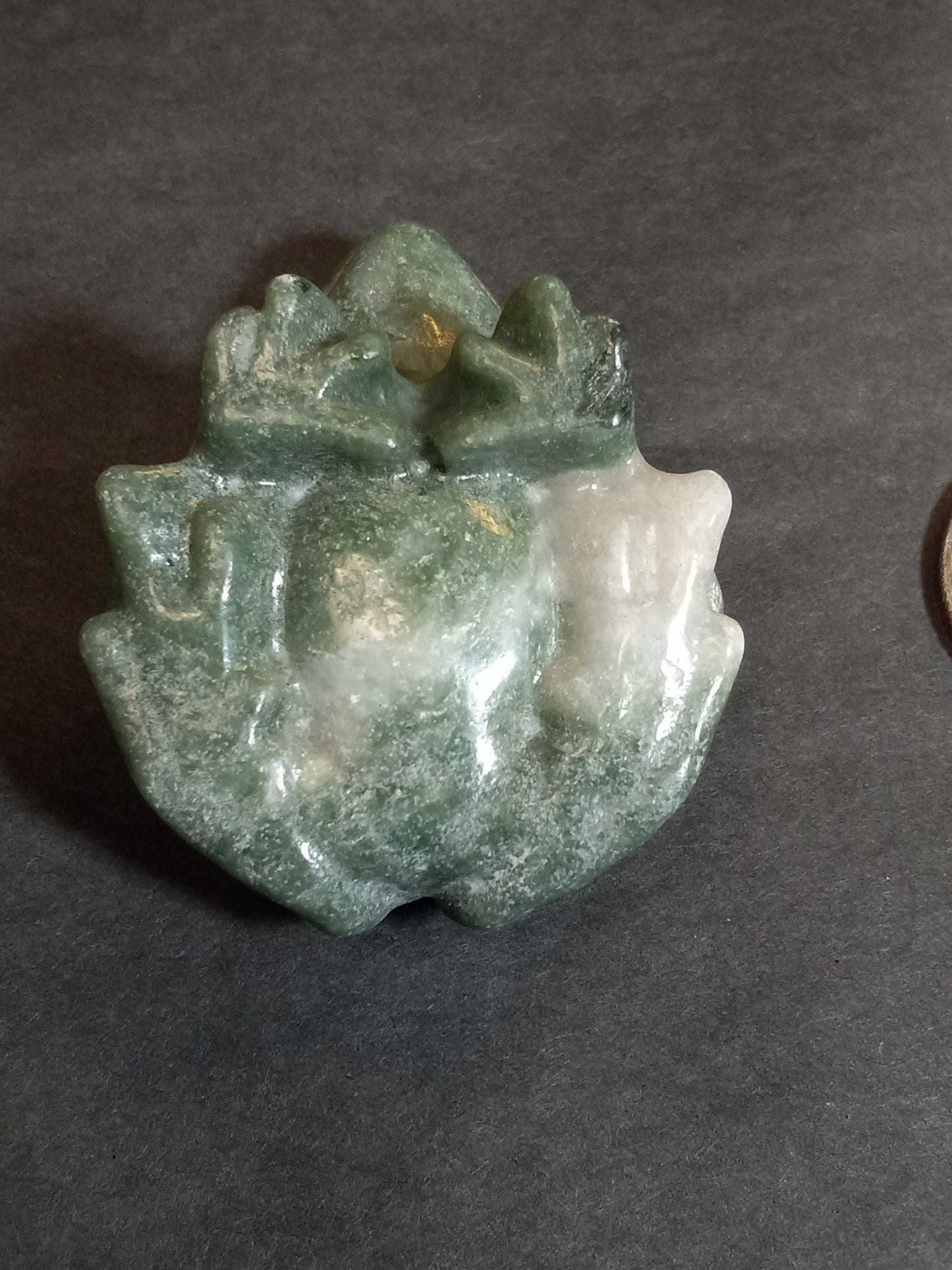 Moss Agate Frog Carving