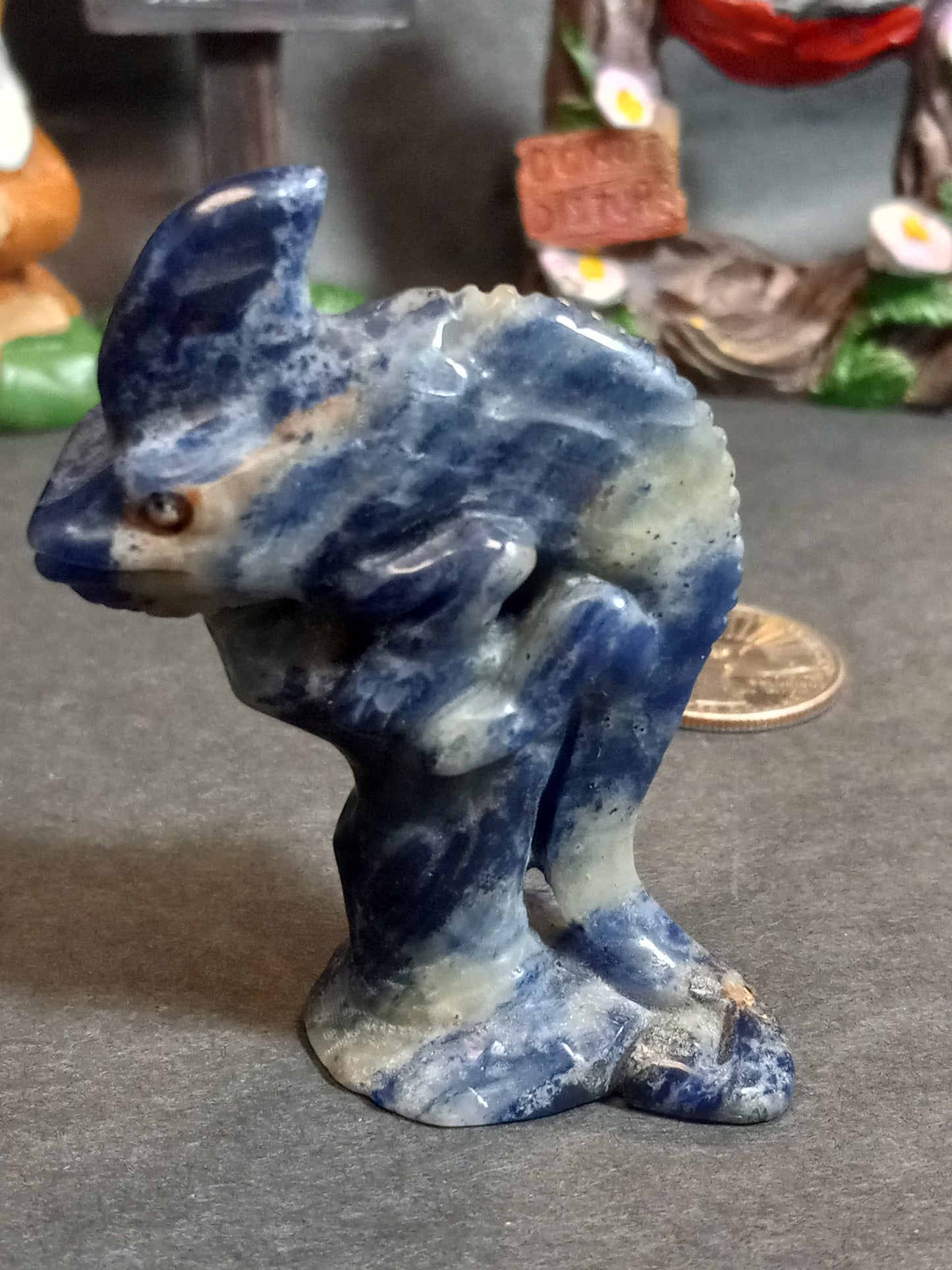 Sodalite Iguana Carving