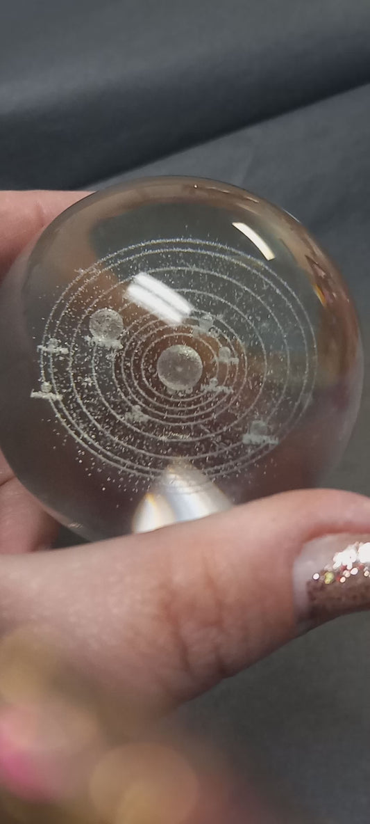 Glass Sphere with Etched Solar System