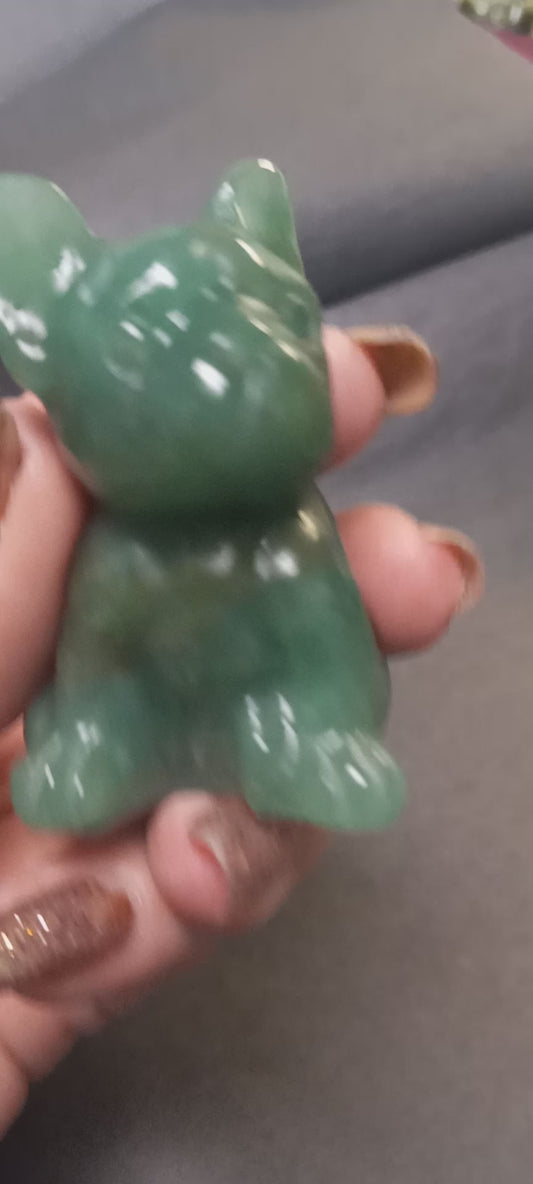 Green Aventurine Dog Carving